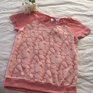 Floral Lace with sequins short sleeve top